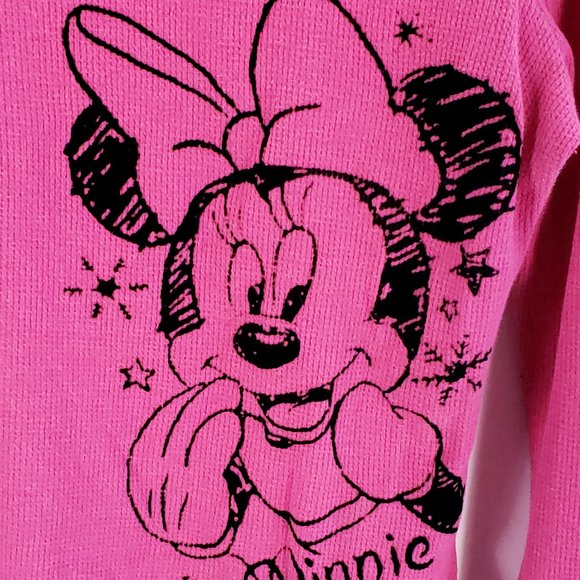 Minnie Mouse Disney Graphic T-Shirt Pink Long Sleeve Waffle Junior's Large - Picture 3 of 7